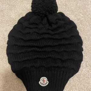Moncler Womens Black Knit Beanie
